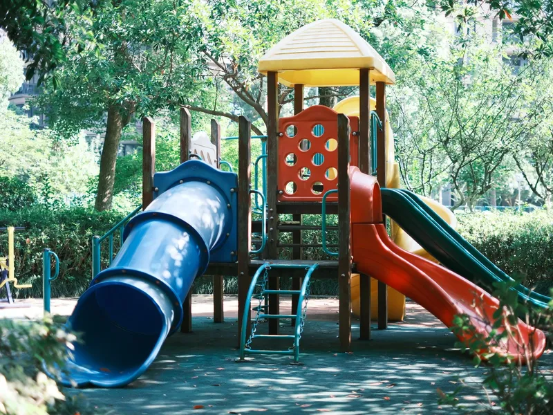 Cedar Lane's colorful outdoor playground in Edison, NJ